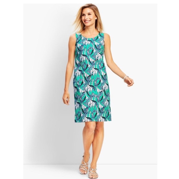 Talbots- NWT Giraffe Print Shift Dress - Size 6 - Picture 1 of 8